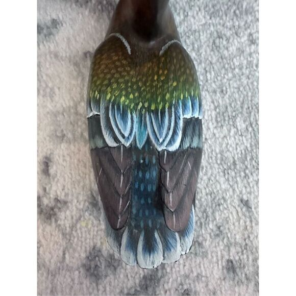 Vintage Handpainted Wooden Carbed Decoy Decor - Picture 6 of 13